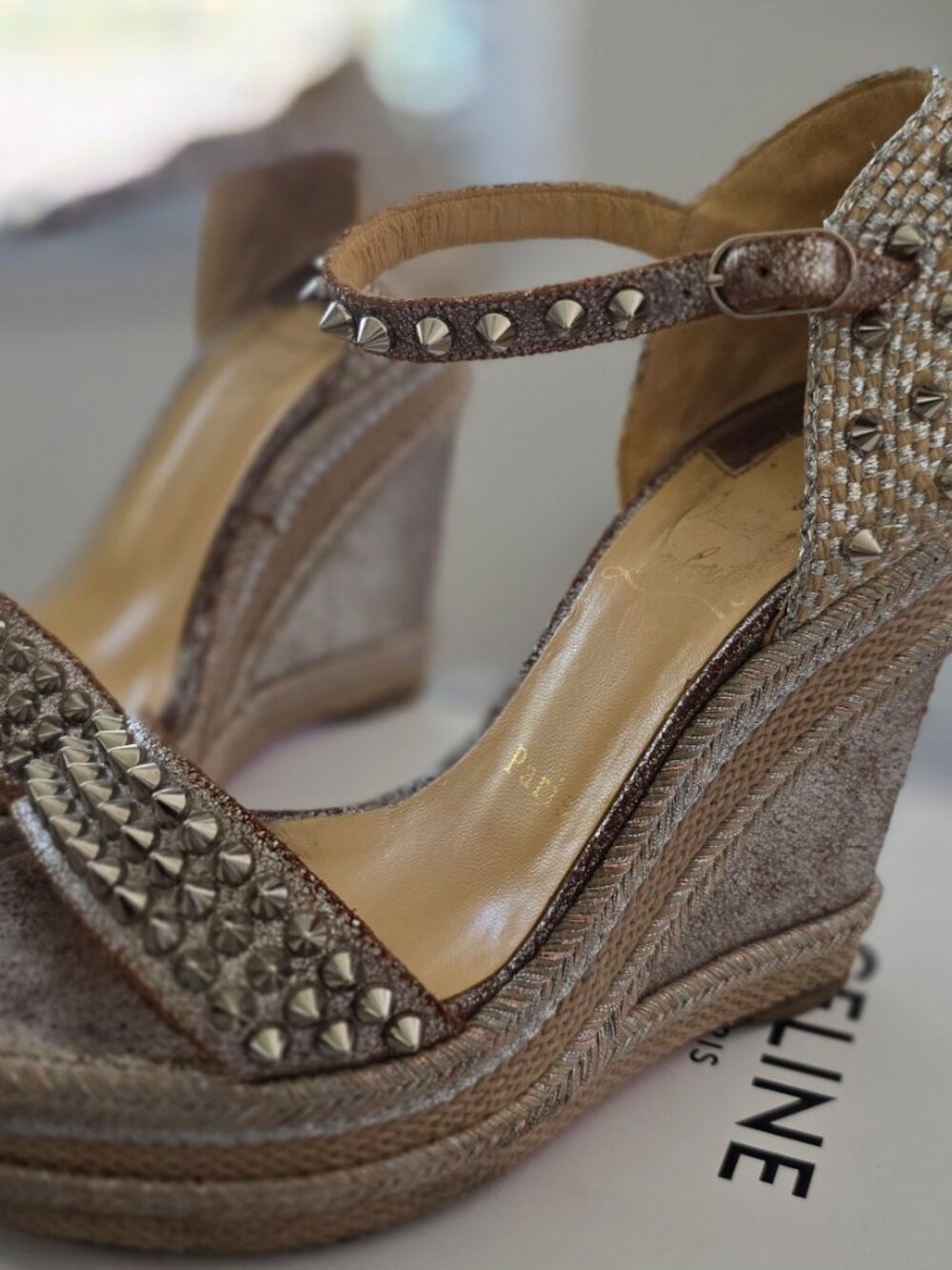 Christian Louboutin Cataclou Studded Espadrille Wedges size 7 - Picture 4 of 7